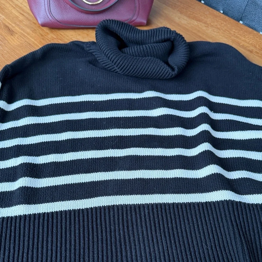 GAP Black and White Striped Turtleneck Sweater - Picture 3 of 5